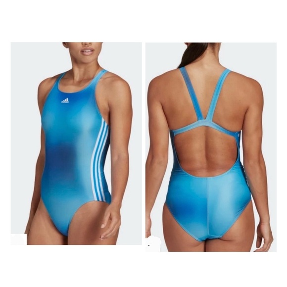 NWT Adidas Blue One-Piece Racerback Swimsuit - Picture 1 of 12